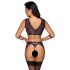 Cottelli Bondage - Wäsche-Set & Handschellen (schwarz-lila) - XL