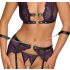 Cottelli Bondage - Wäsche-Set & Handschellen (schwarz-lila) - XL