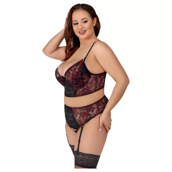 Cottelli Plus Size - verstellbares BH-Set (rot) - 90C/XL