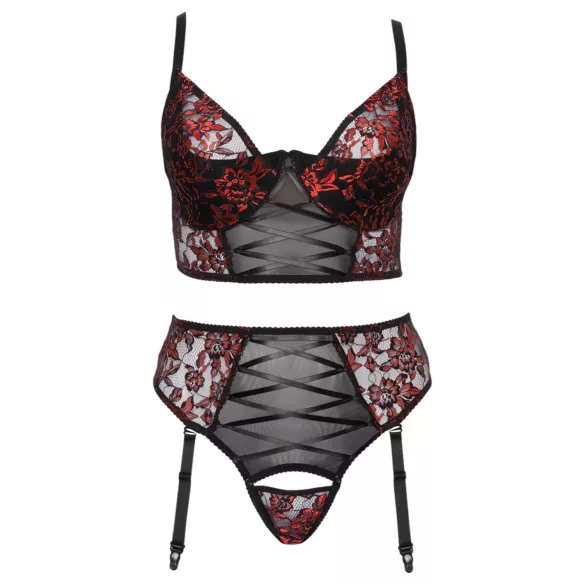 Cottelli Plus Size - verstellbares BH-Set (rot) - 90C/XL