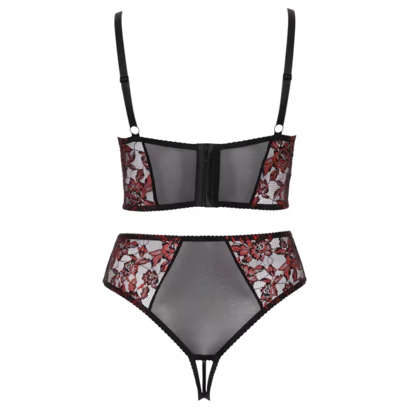 Cottelli Plus Size - verstellbares BH-Set (rot) - 90C/XL