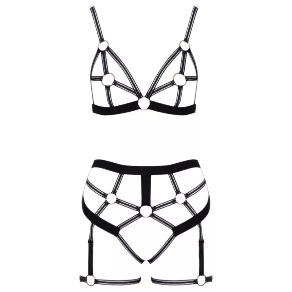 Cottelli - Zweiteiliges Geschirr-Set (schwarz) - XL