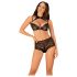 Obsessive Elizenes – gemustertes, transparentes BH-Set (Schwarz)