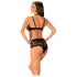 Obsessive Elizenes – gemustertes, transparentes BH-Set (Schwarz)