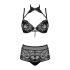 Obsessive Elizenes – gemustertes, transparentes BH-Set (Schwarz)