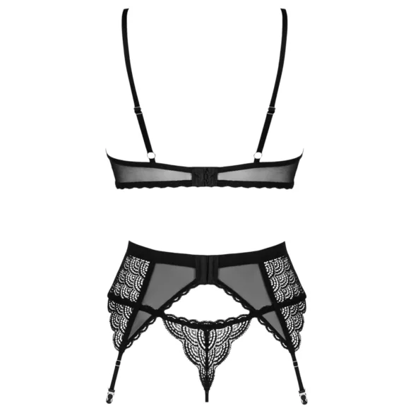 Obsessive Chemeris - BH-Set mit Strumpfhalter (schwarz) - XL/XXL