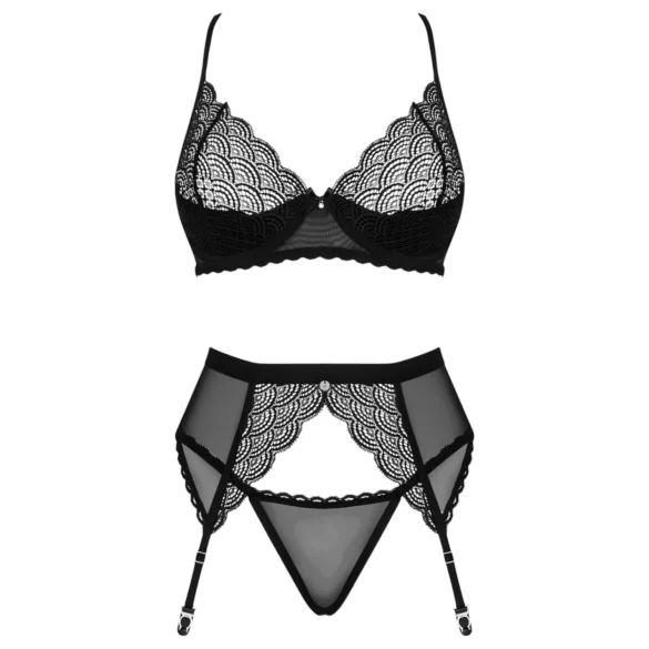 Obsessive Chemeris - BH-Set mit Strumpfhalter (schwarz)