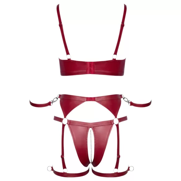 Cottelli Bondage - Glänzendes BH-Set & Handschellen (Rot)