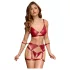 Cottelli Bondage - Glänzendes BH-Set & Handschellen (Rot) - L