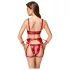 Cottelli Bondage - Glänzendes BH-Set & Handschellen (Rot) - L