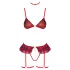 Cottelli - kariertes Dessous-Set mit Strapsen (rot kariert) - M