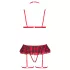 Cottelli - kariertes Dessous-Set mit Strapsen (rot kariert) - M