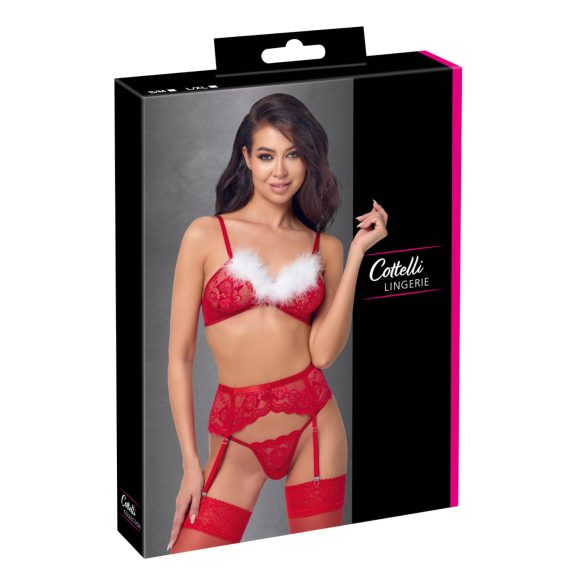 Cottelli - Spitzen-Weihnachts-BH-Set (rot) - L/XL