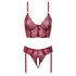 Cottelli - zweiteiliges Spitzen-Strapsset (rot) - L