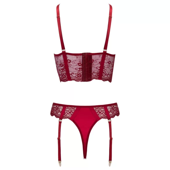 Cottelli - zweiteiliges Spitzen-Strapsset (rot) - L