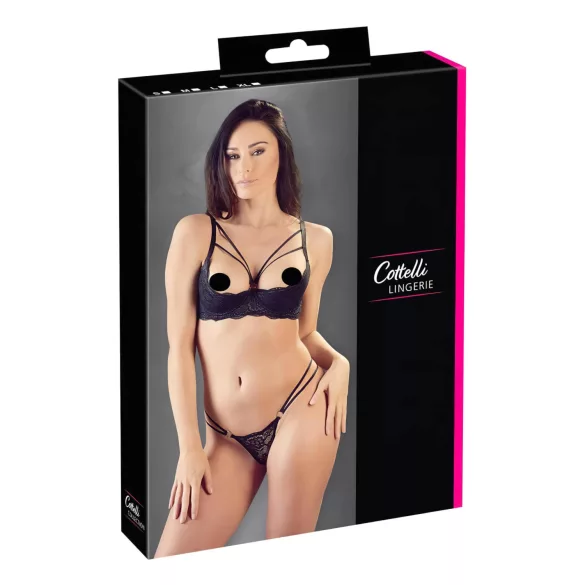 Cottelli - Riemen-BH mit Ring & String (schwarz) - 85B/L