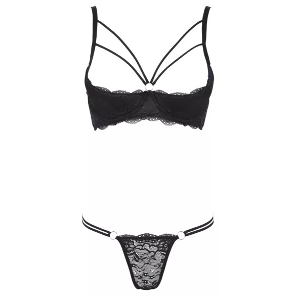 Cottelli - Riemen-BH mit Ring & String (schwarz) - 85C/L