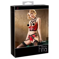 Abierta Fina - Hebe-BH-Set mit Ringen (rot) - 80B/M