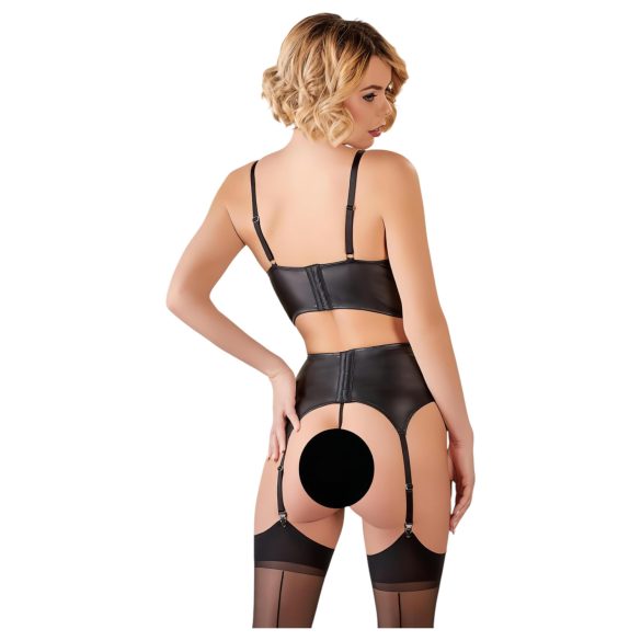 Abierta Fina - Funkelndes Spitzen-BH-Set mit Trägern (schwarz) - 80B/M