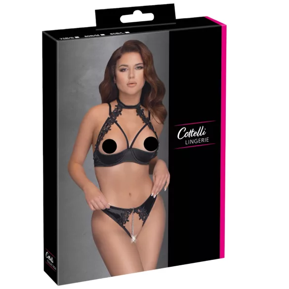 Cottelli - Spitzen-Push-Up-Set mit Halsband (schwarz)