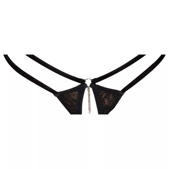 Abierta Fina - Offener String und Korsett (schwarz) - L