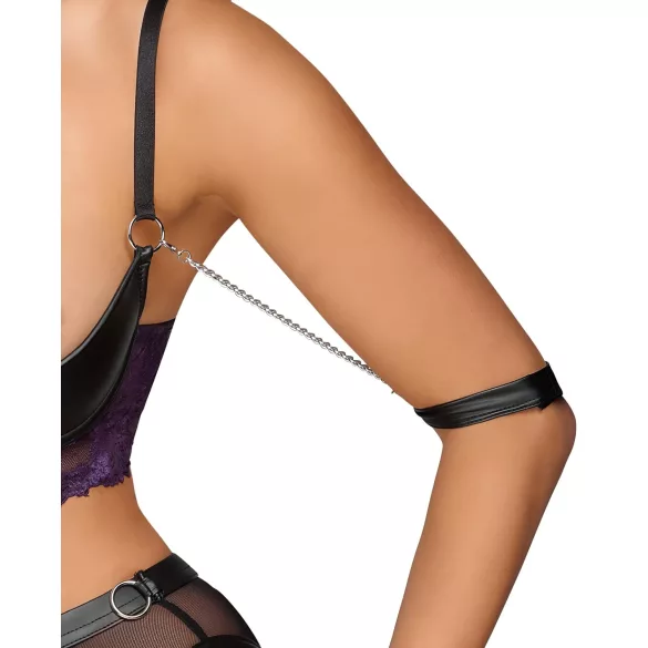 Cottelli Bondage - BH-Set mit Handschellen (schwarz-lila) - L