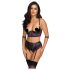 Cottelli Bondage - BH-Set & Handfesseln (Schwarz-Lila) - XL
