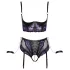 Cottelli Bondage - BH-Set mit Handschellen (schwarz-lila) - XL