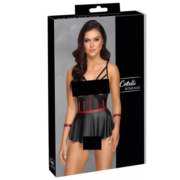 Cottelli Bondage - glänzendes Set mit Handfesseln (schwarz) - 80B/M