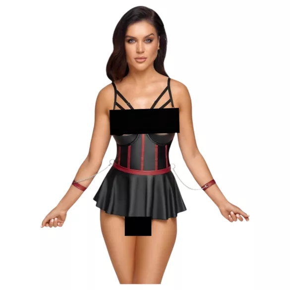 Cottelli Bondage - glänzendes Set mit Handfesseln (schwarz) - 85B/L