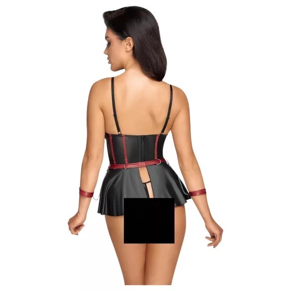 Cottelli Bondage - glänzendes Set mit Handfesseln (schwarz) - 85B/L