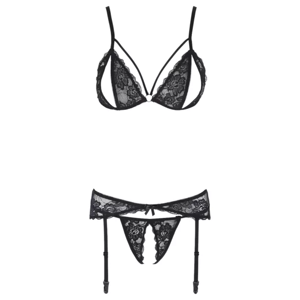 Cottelli - Offenherziges Spitzenwäsche-Set (Schwarz) - XL