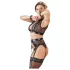 Cottelli Bondage - Spitzen‑Dessous-Set + Handschellen (4-teilig) - L
