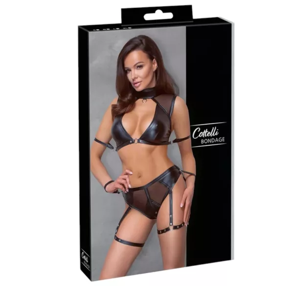 Cottelli Bondage - BH-Set mit Netzeinsatz (schwarz)