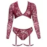 Cottelli Curves - Langärmeliges Spitzen-Set (Rot) - 2XL