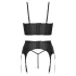 Cottelli - Korsett mit Reißverschluss, Strumpfhalter und String-Set (schwarz)