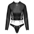 Cottelli - kurzes Kunstleder-Jäckchen und Tanga-Set (schwarz) - M