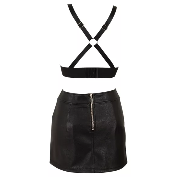 Cottelli - Kunstleder-Top und Minirock-Set (schwarz) - L