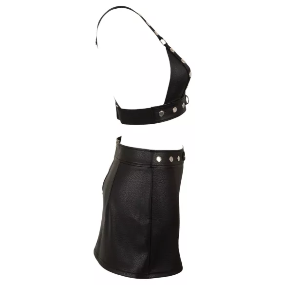 Cottelli - Kunstleder-Top und Minirock-Set (schwarz) - L