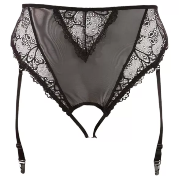 Cottelli Plus Size - Spitzenstrumpfhalter-String (schwarz)
