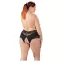 Cottelli Plus Size - Spitzenperlen offener Slip (schwarz)