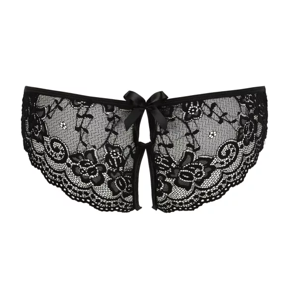 Cottelli - Spitzen-Slip mit Schleife und offenem Schritt (schwarz)