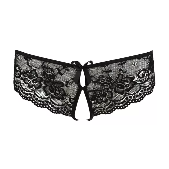 Cottelli - Spitzen-Slip mit Schleife und offenem Schritt (schwarz)