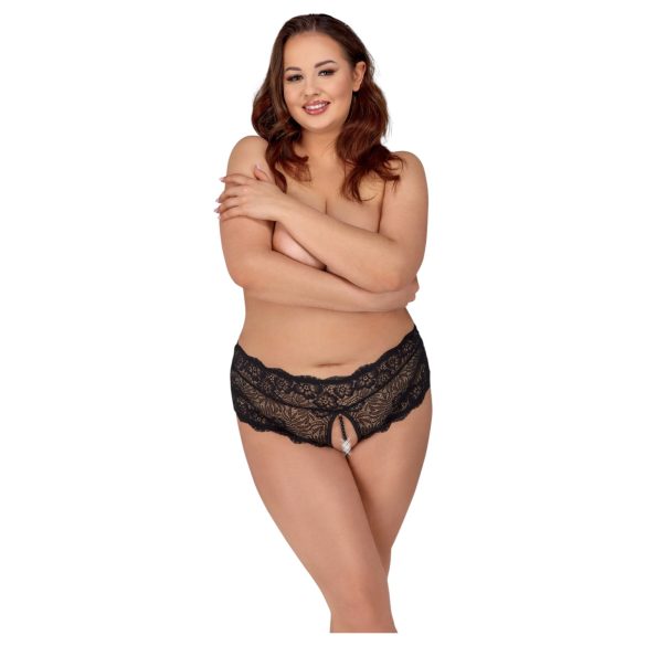 Cottelli Curves - Offene Spitzenpanty (Schwarz)