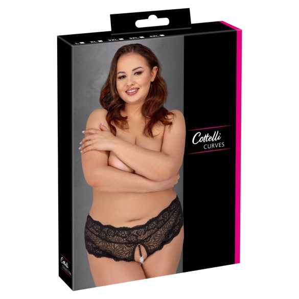 Cottelli Curves - Offene Spitzenpanty (Schwarz)