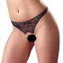 Cottelli - Perlenverzierte offene Spitzen-Tanga (schwarz)