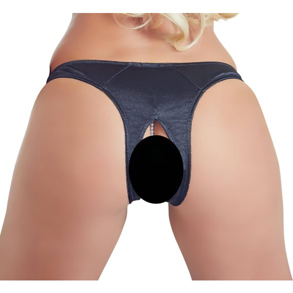 Cottelli - Perlenverzierte, offene Blütenslip (schwarz) - M