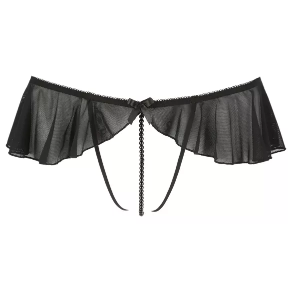 Cottelli - Offener, Perlenbesetzter Spitzentanga (Schwarz) - M