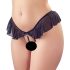 Cottelli - Offener Perlen-String mit Rüschen (Schwarz) - XL