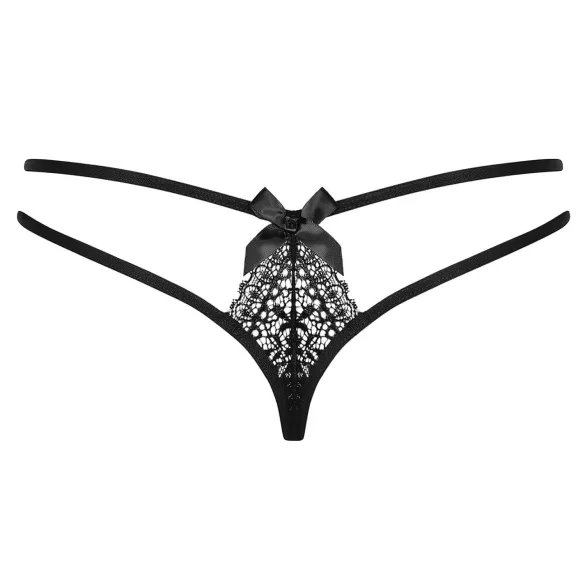Obsessive Intensa - Doppelt geschnürter Spitzen-Tanga (schwarz) - L/XL